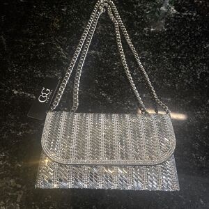Chic Silver Chain Clutch